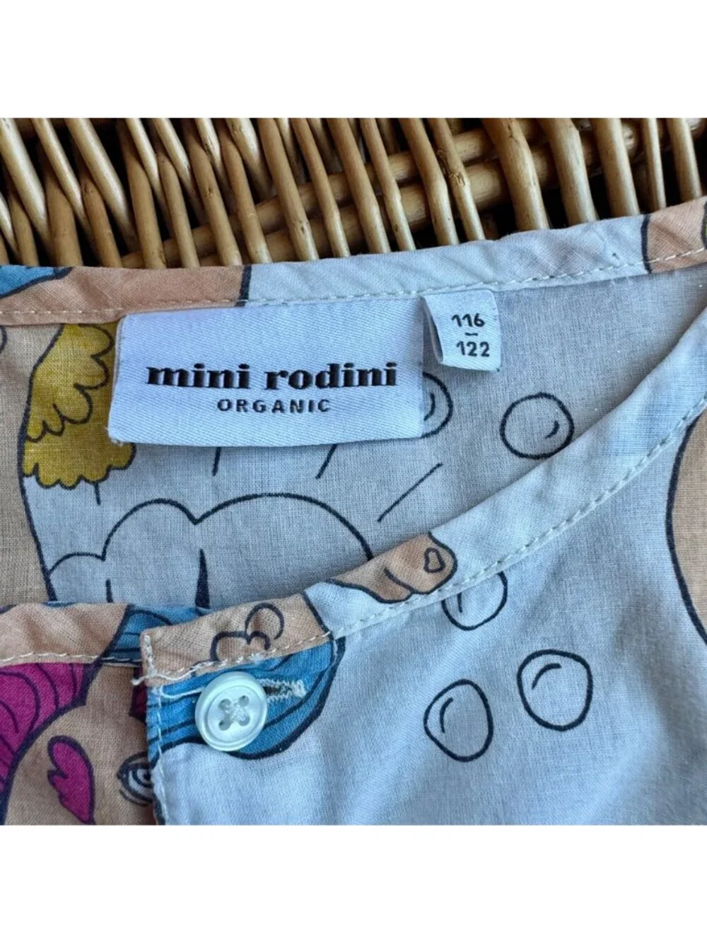 MINI RODINI Seahorse Dress Girls 5 6 7 116/122 Cotton Sundress Summer Pockets - Picture 7 of 8